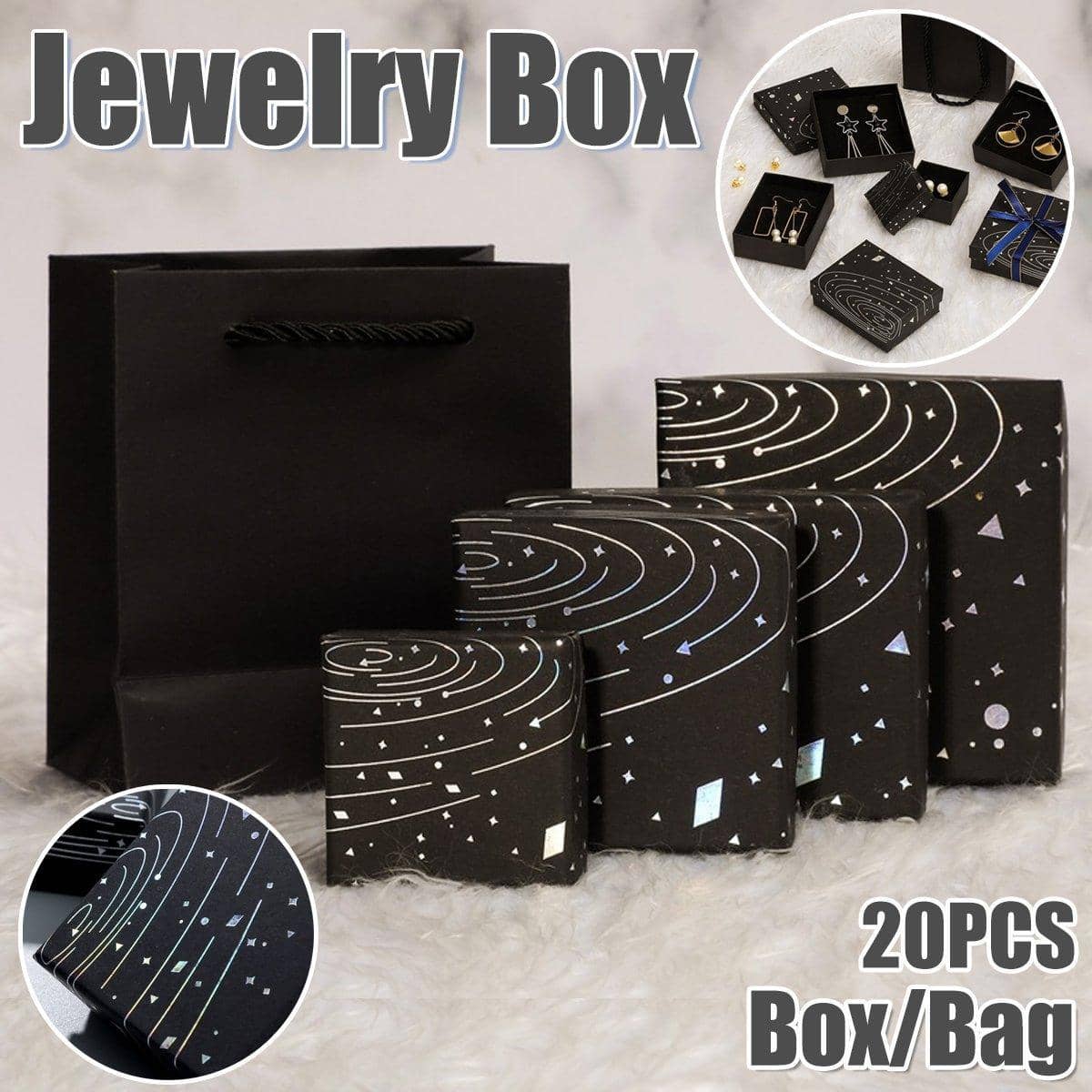 Holographic Foil Jewellery Gift Boxes, Pack of 20 - 7 x 7 x 3 cm - view 2