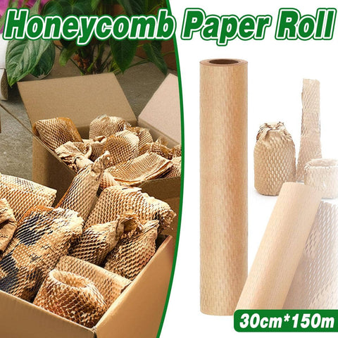 Honeycomb Kraft Paper Roll Shockproof Packaging Wrap, 30 cm x 150 m