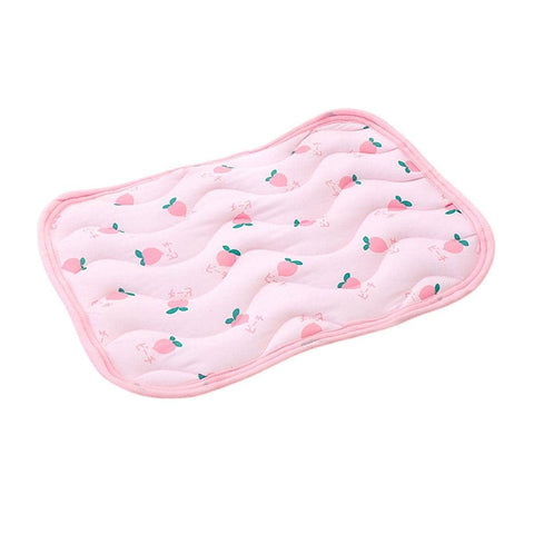 Ice Silk Pet Cooling Mat - Pink Peach Print, Large (70 x 55 cm)