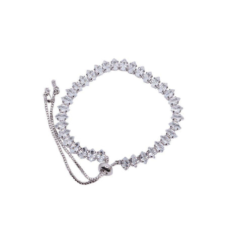 Imitation Zircon Gem Bracelet - Silver, Adjustable