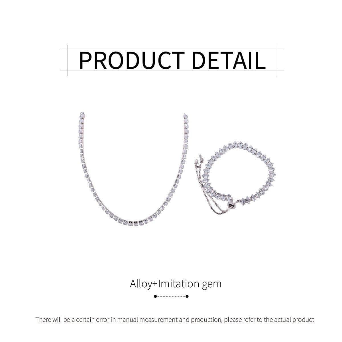 Imitation Zircon Gem Bracelet - Silver, Adjustable - view 4