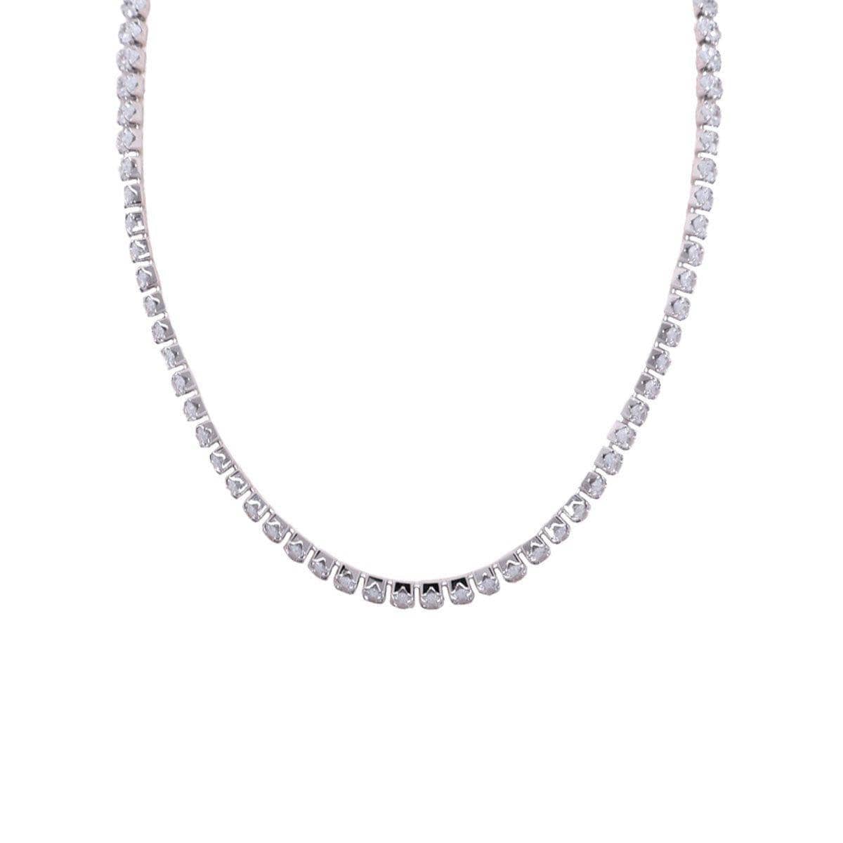 Imitation Zircon Gem Necklace - Silver