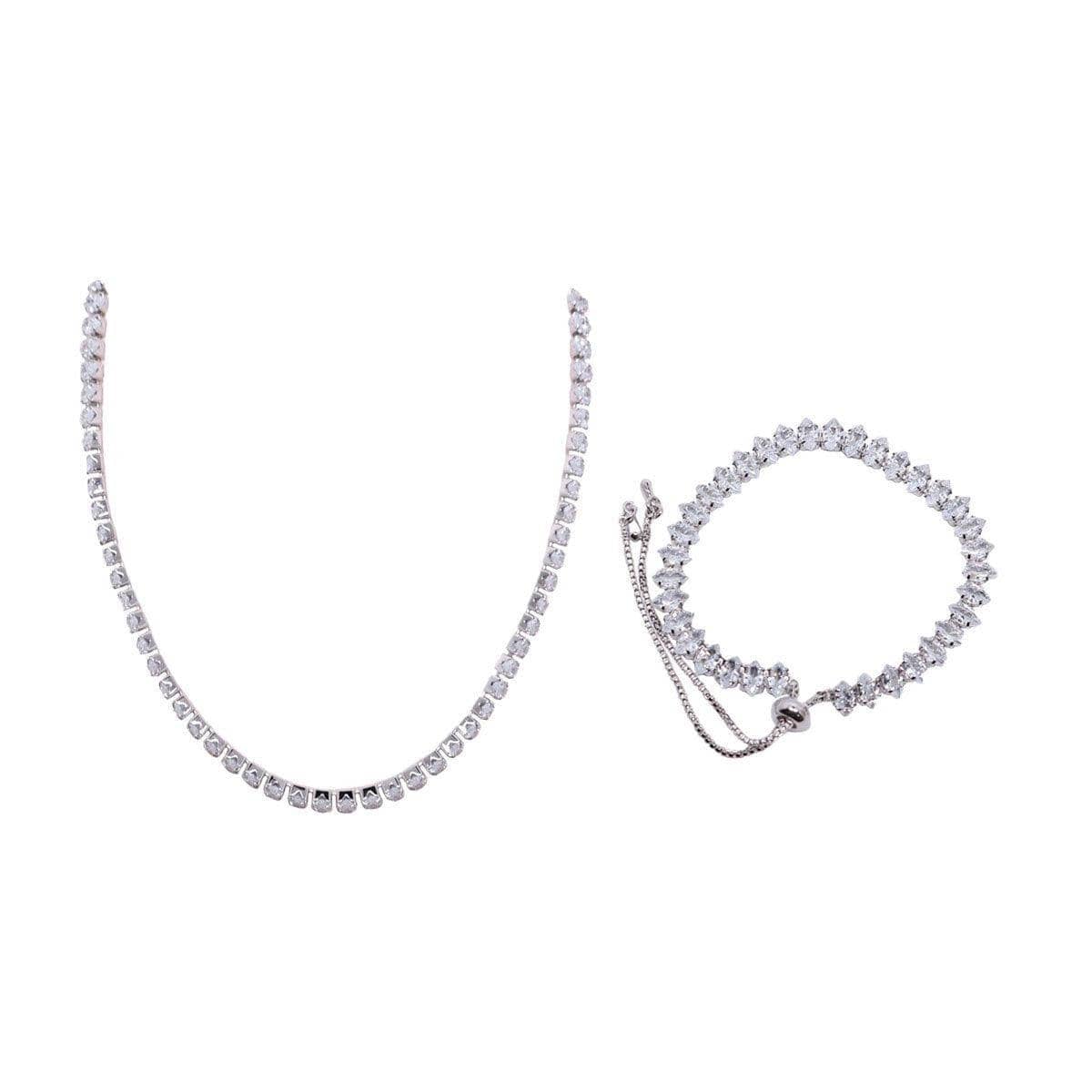 Imitation Zircon Gem Necklace - Silver - view 3