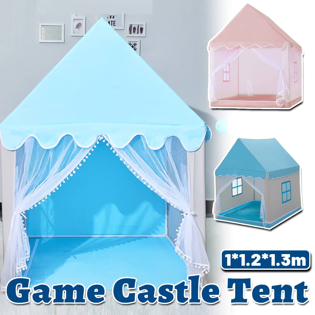 Indoor Kids Castle Play Tent - Blue - view 2