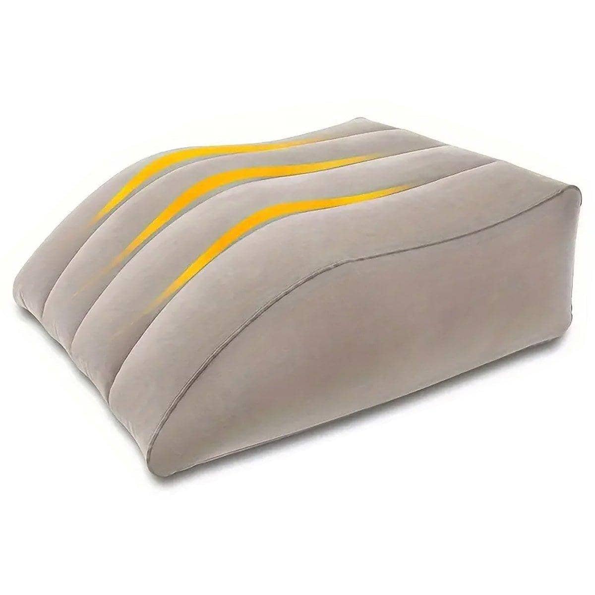 Inflatable Flocked PVC Leg Pillow Wedge, 63 x 50 x 25 cm - Grey