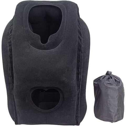 Inflatable Travel Pillow with Storage Bag - Black