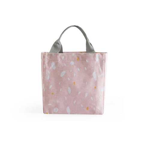 Insulated Canvas Lunch Bag Tote - Style D01, 20 x 19 x 13 cm