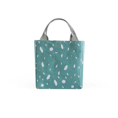 Insulated Canvas Lunch Bag Tote - Style D05, 20 x 19 x 13 cm