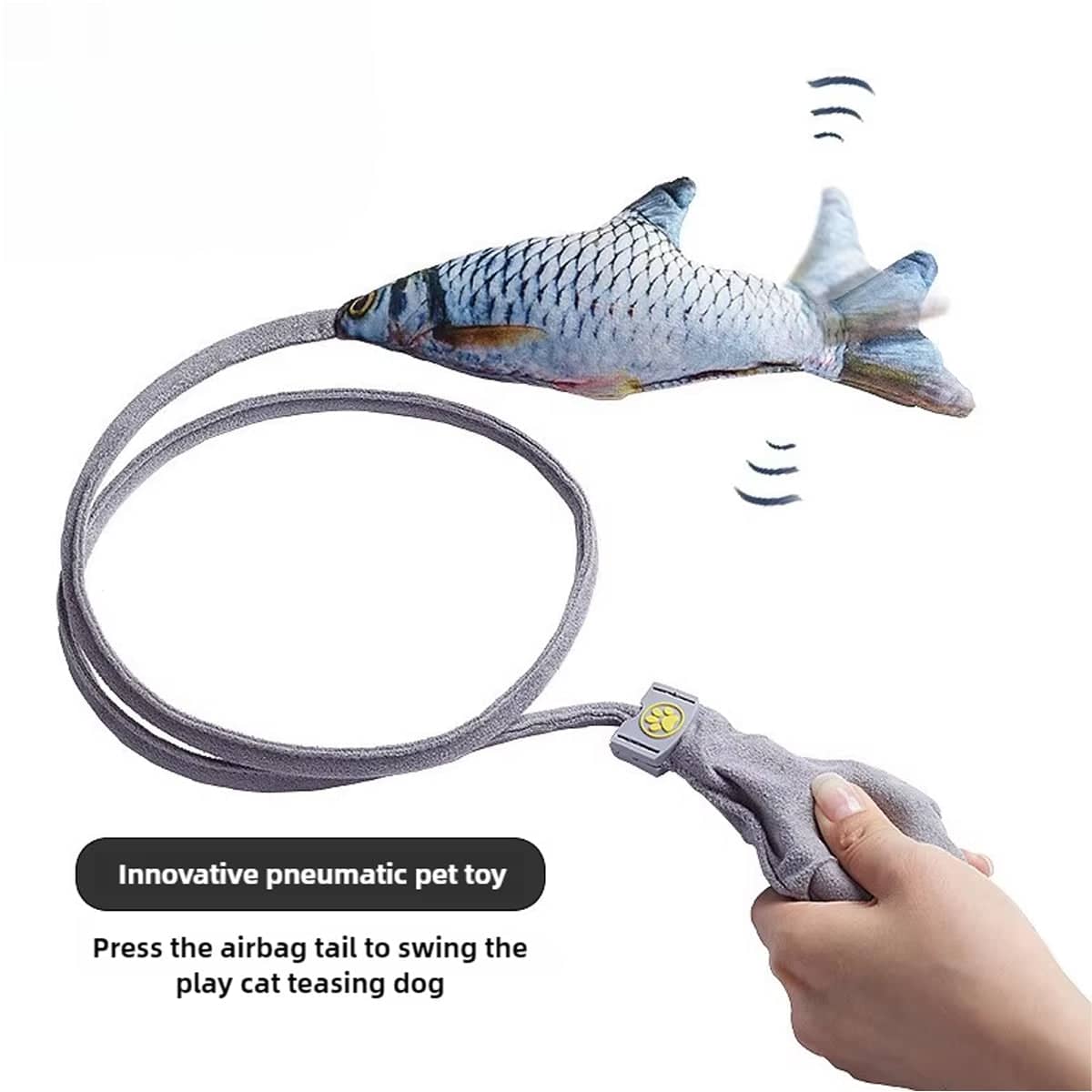 Interactive Cat Toy with Catnip and Bell - Black and White Striped Horse Tail - view 5