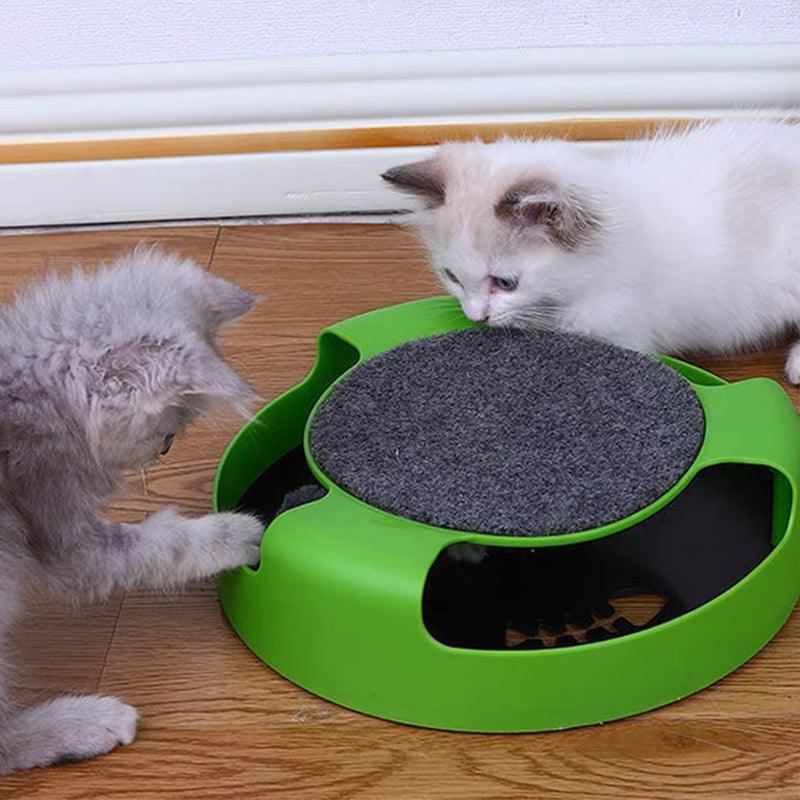 Interactive Cat Toy with Spinning Mouse and Scratch Pad - Blue - view 8