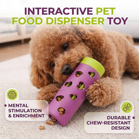 Interactive Dog Treat Dispenser Roller Chew Toy, Purple