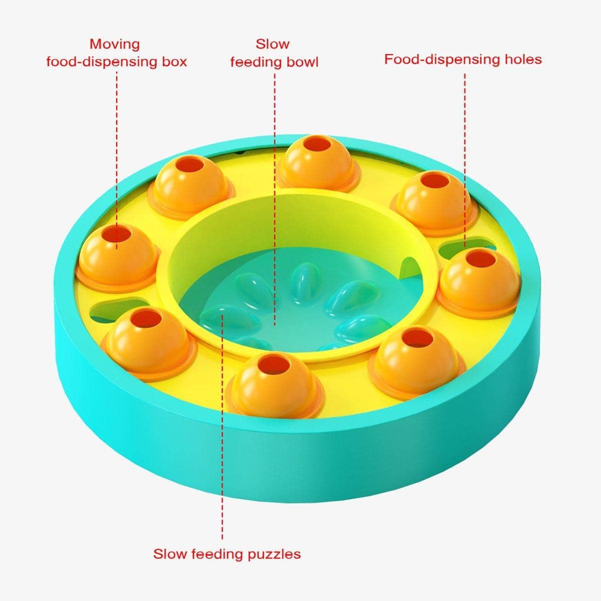 Interactive Slow Feeder Pet Bowl for Dogs and Cats - Yellow - view 5