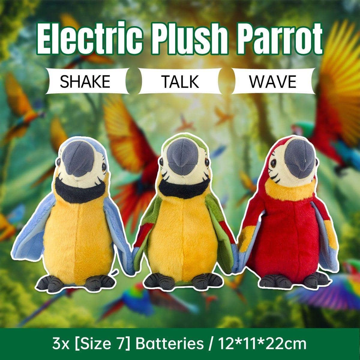 Interactive Talking Plush Parrot Toy for Kids - Green - view 2