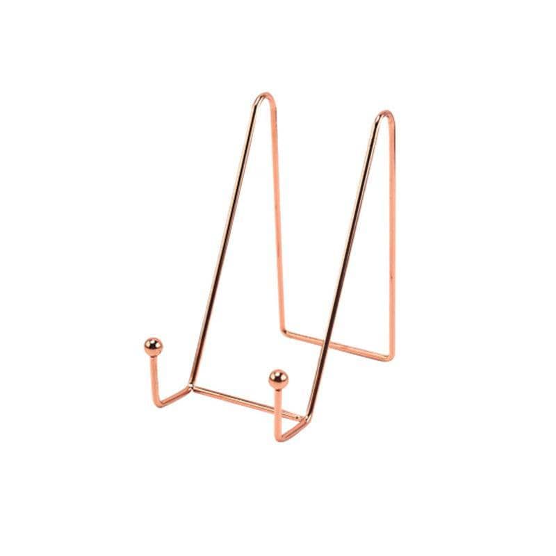 Iron Display Stand for Plates, Frames and Books, Large 8.5 x 13 x 15 cm - Rose Gold