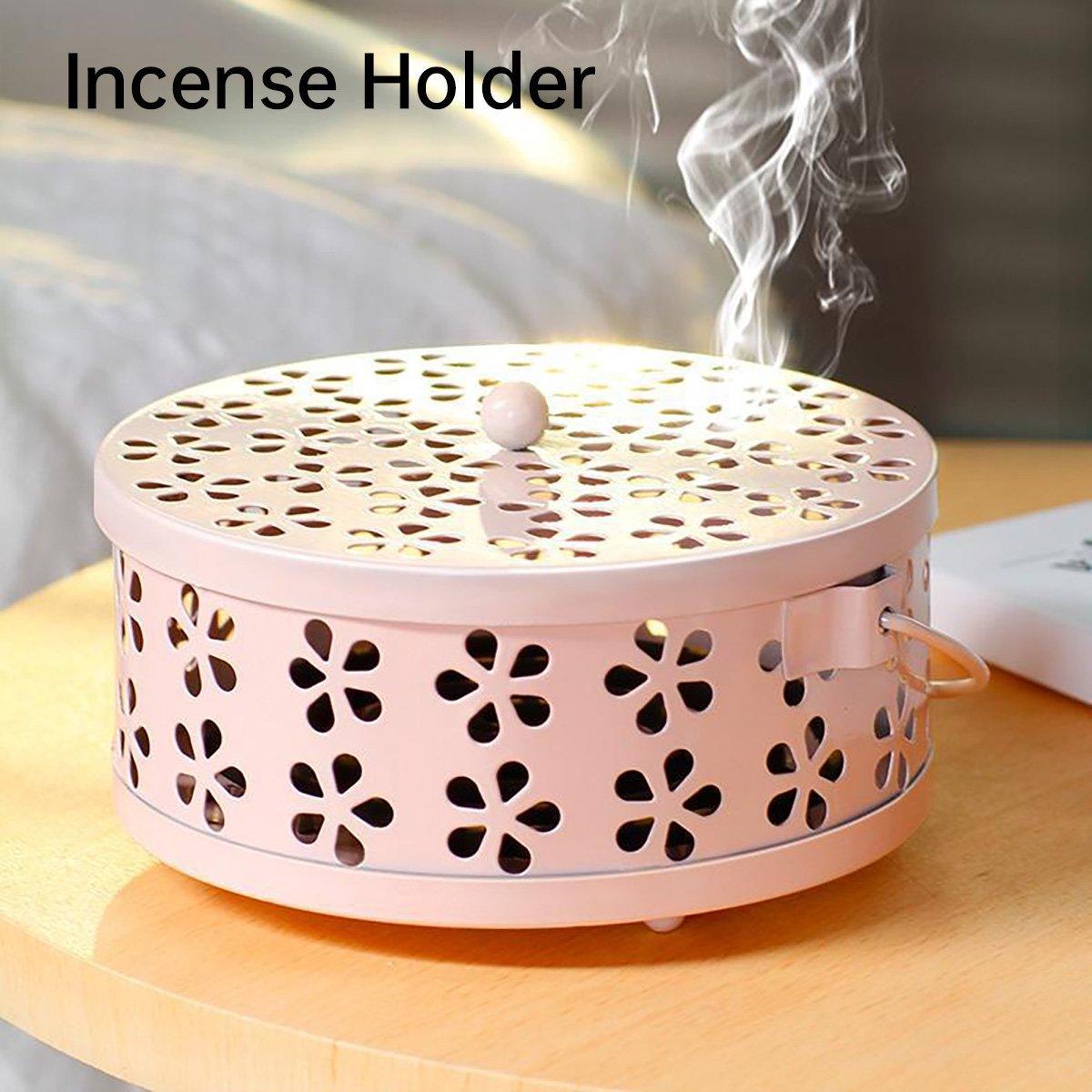 Iron Mosquito Incense Box with Lid and Handle, Coil Holder - Pink - view 13