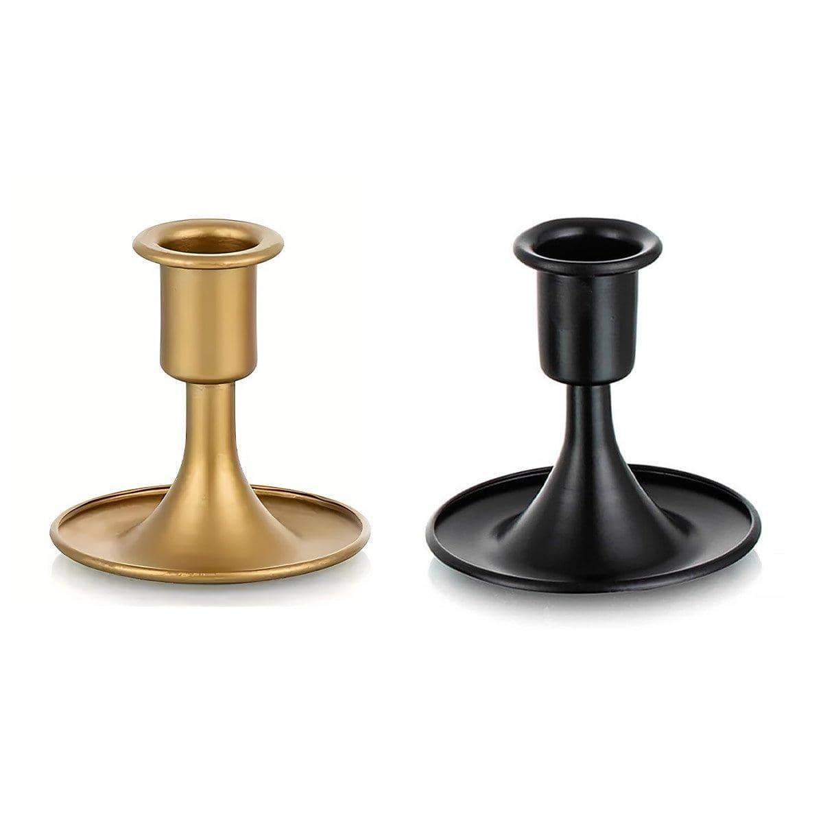 Iron Taper Candle Holders, Retro Style - Gold, Pack of 4 - view 3