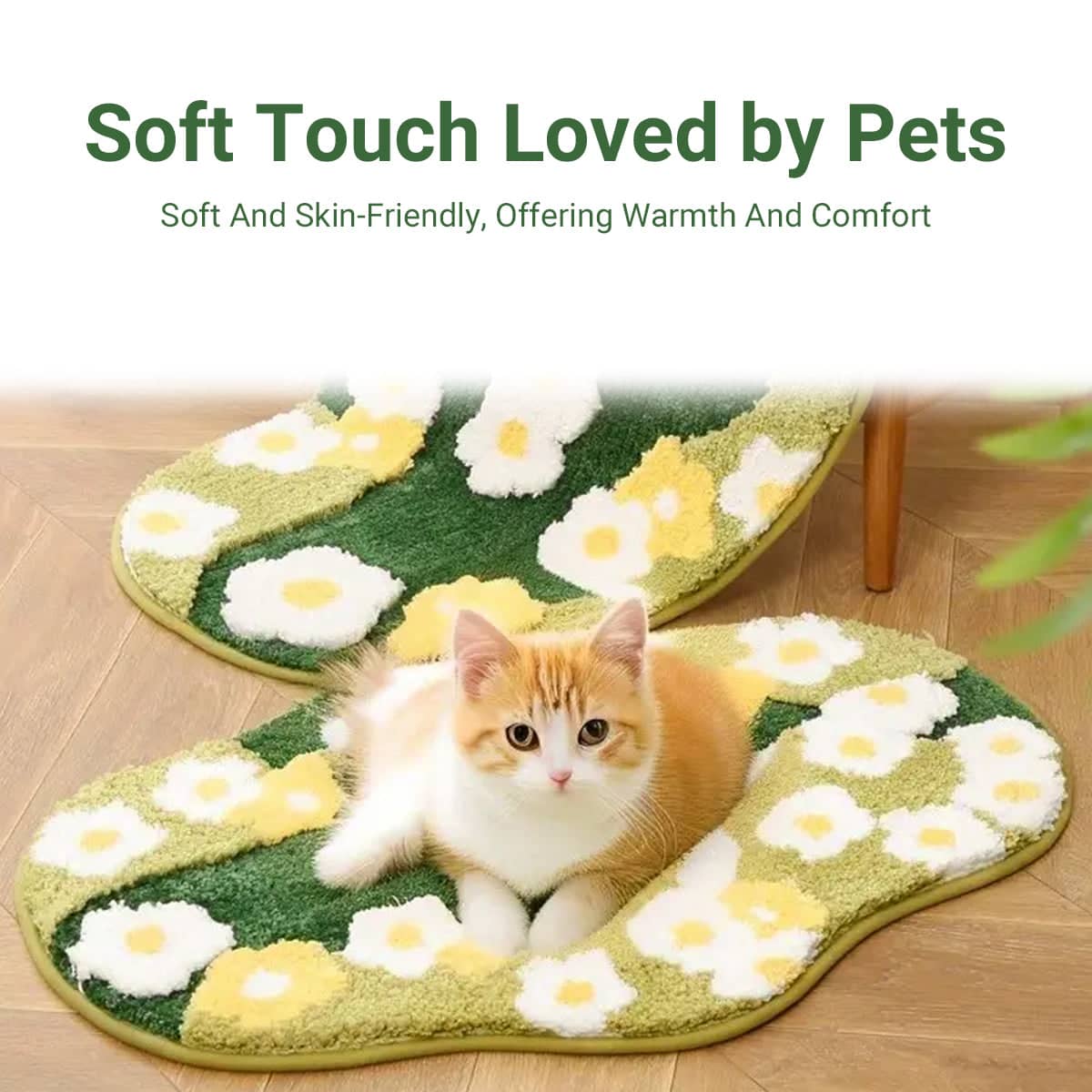 Irregular Shaped Non Slip Pet Floor Mat with Flower Pattern for Halls and Living Rooms - view 4