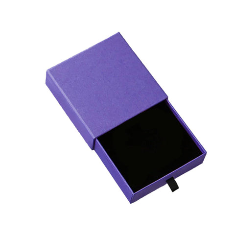Jewellery Drawer Storage Box Set Pack of 10, 9cm Square Velvet Lined - Purple