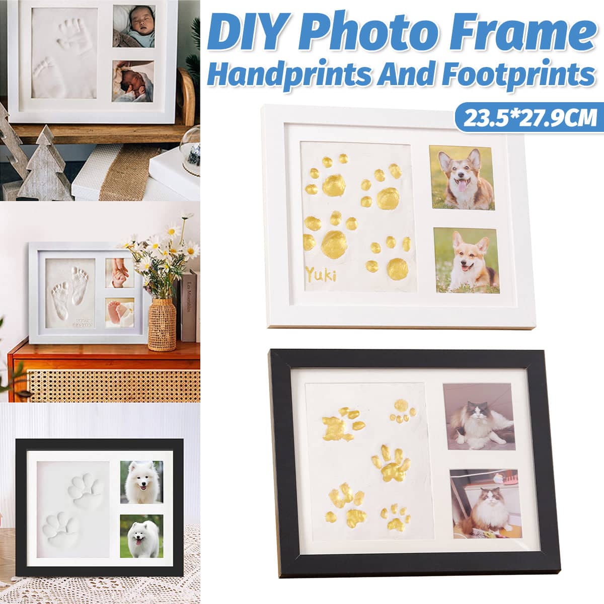 Keepsake DIY Handprint and Footprint Photo Frame Kit for Pets or Memories - Black - view 2