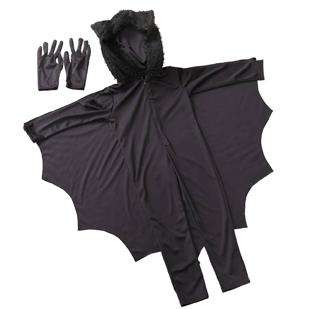 Kids Bat Costume Halloween Animal Outfit with Hood, Gloves and Wings - Size XL (Bust 84 cm)