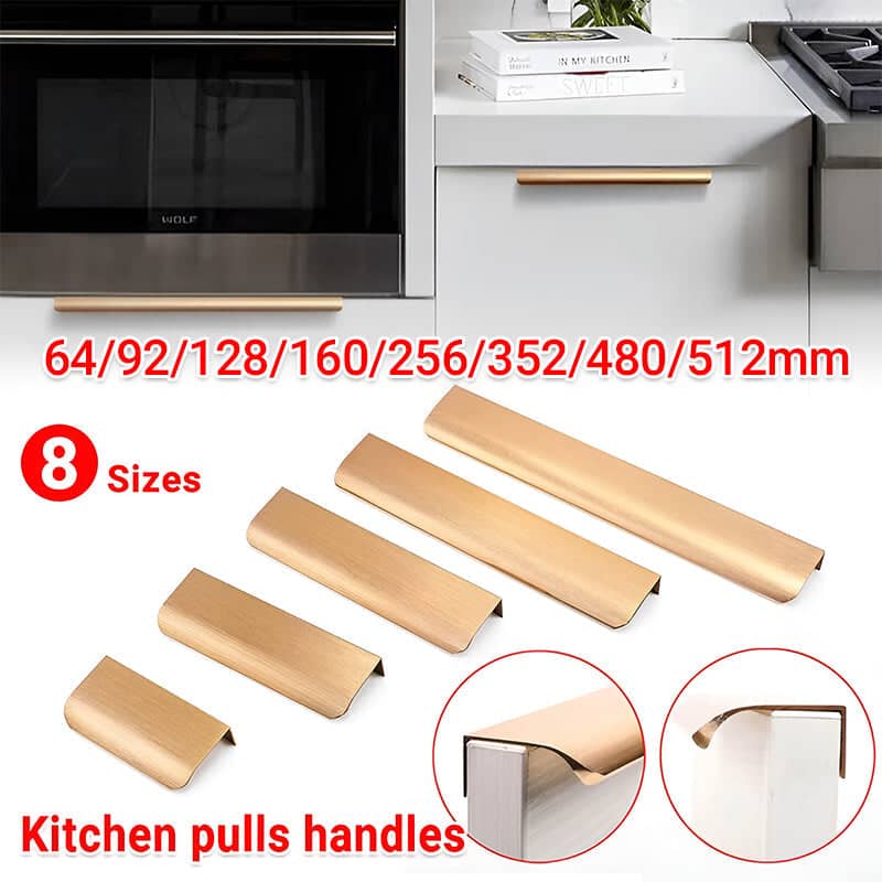 Kitchen Lip Pull Cabinet Handle in Rose Brass Gold - 480 mm - view 2