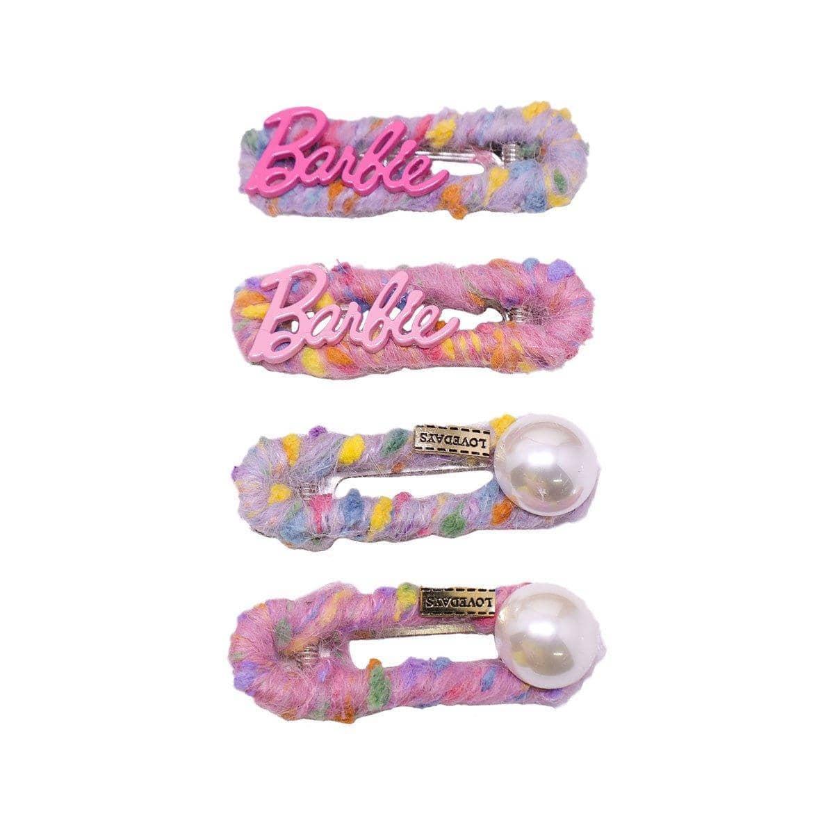 Knitted Wool Hair Clip for Women - Lilac with Bright Pink Lettering - view 3