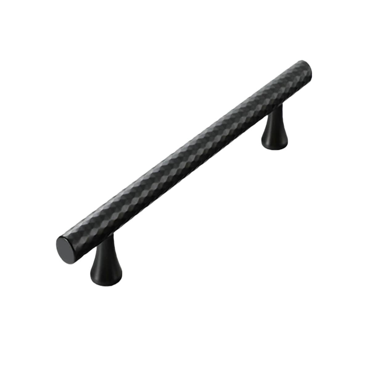 Knurled Cabinet Door Handle Drawer Pull - Black, 148 mm Long, 96 mm Hole Spacing