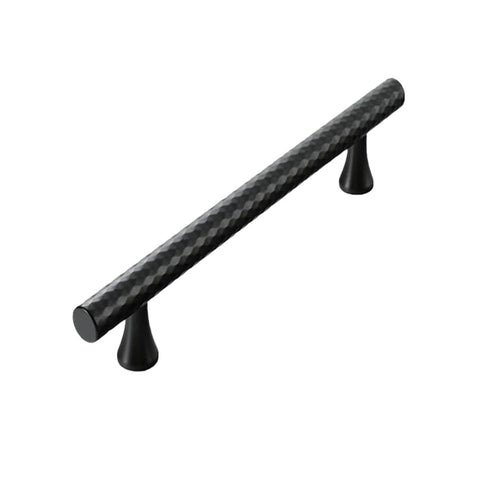 Knurled Cabinet Door Handle Drawer Pull - Black, 148 mm Long, 96 mm Hole Spacing