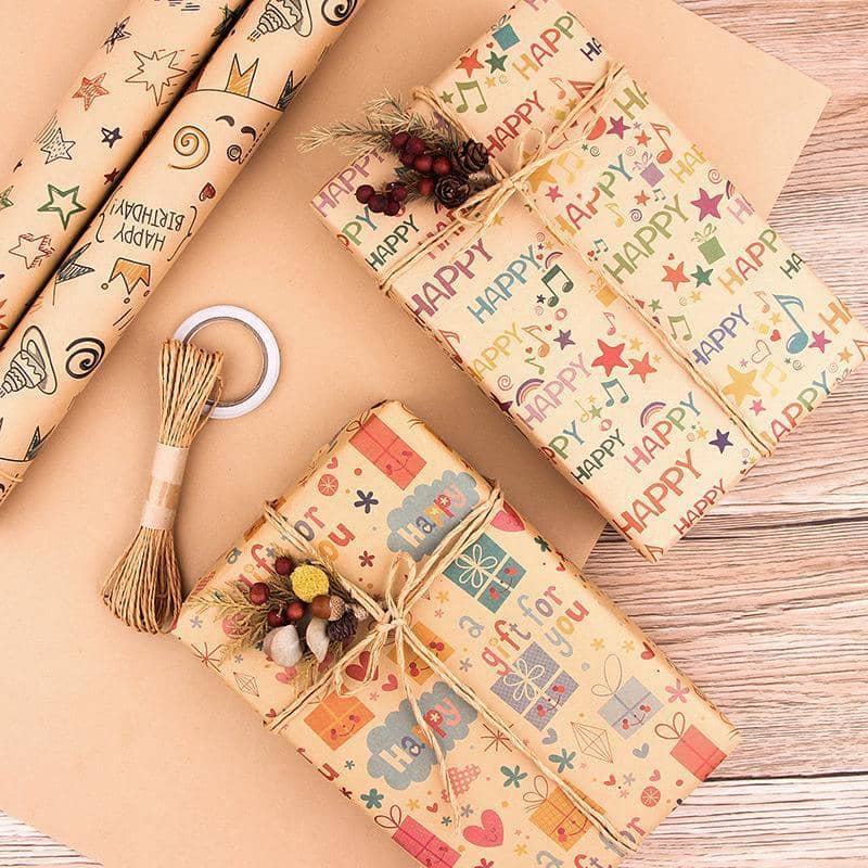 Kraft Gift Wrapping Paper Set Birthday Valentines Holiday 12 Sheets 50 x 70 cm - view 5