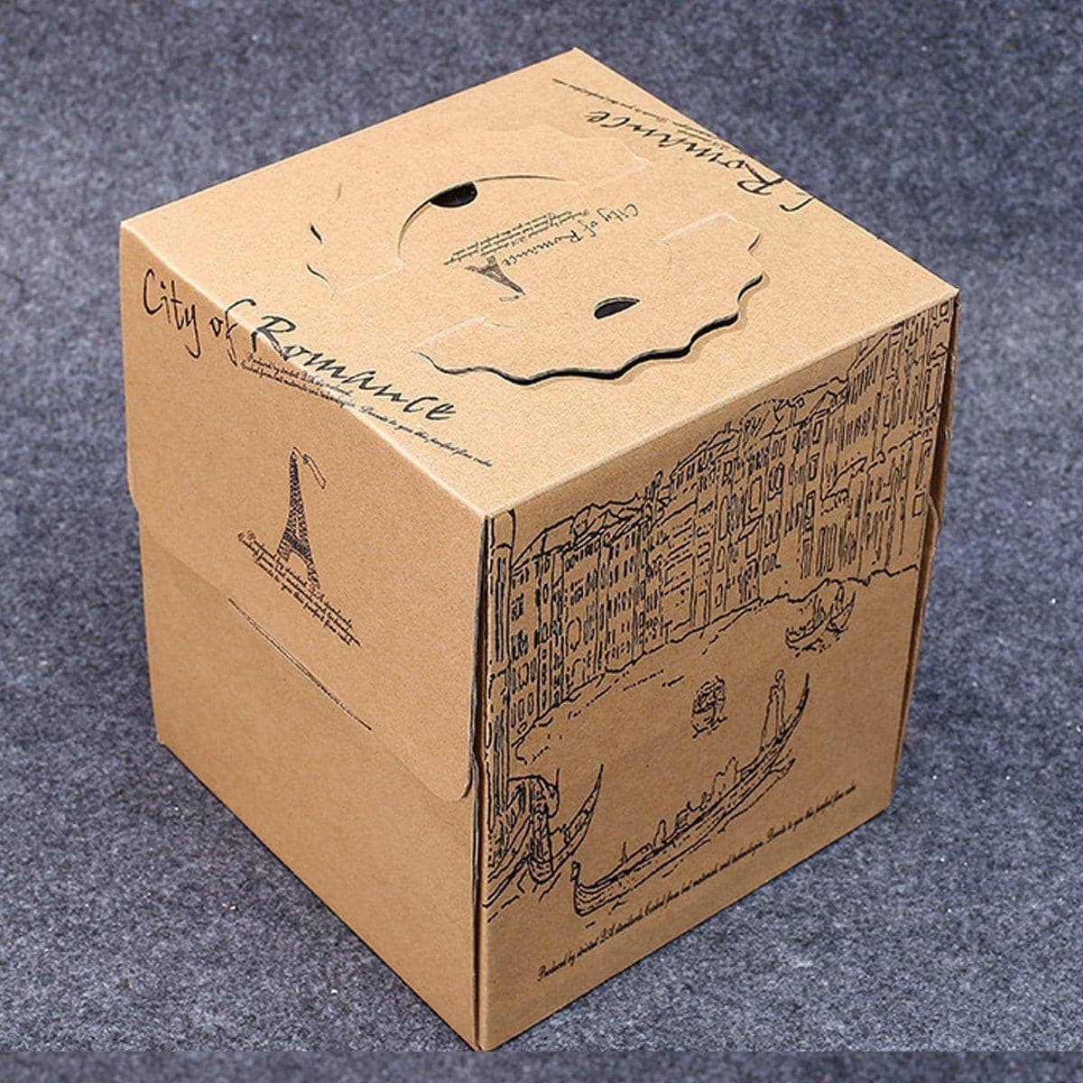 Kraft Paper Cake Boxes with Handle, Pack of 10 - Single Height, 14 Inch (40 x 40 x 18 cm) - view 5