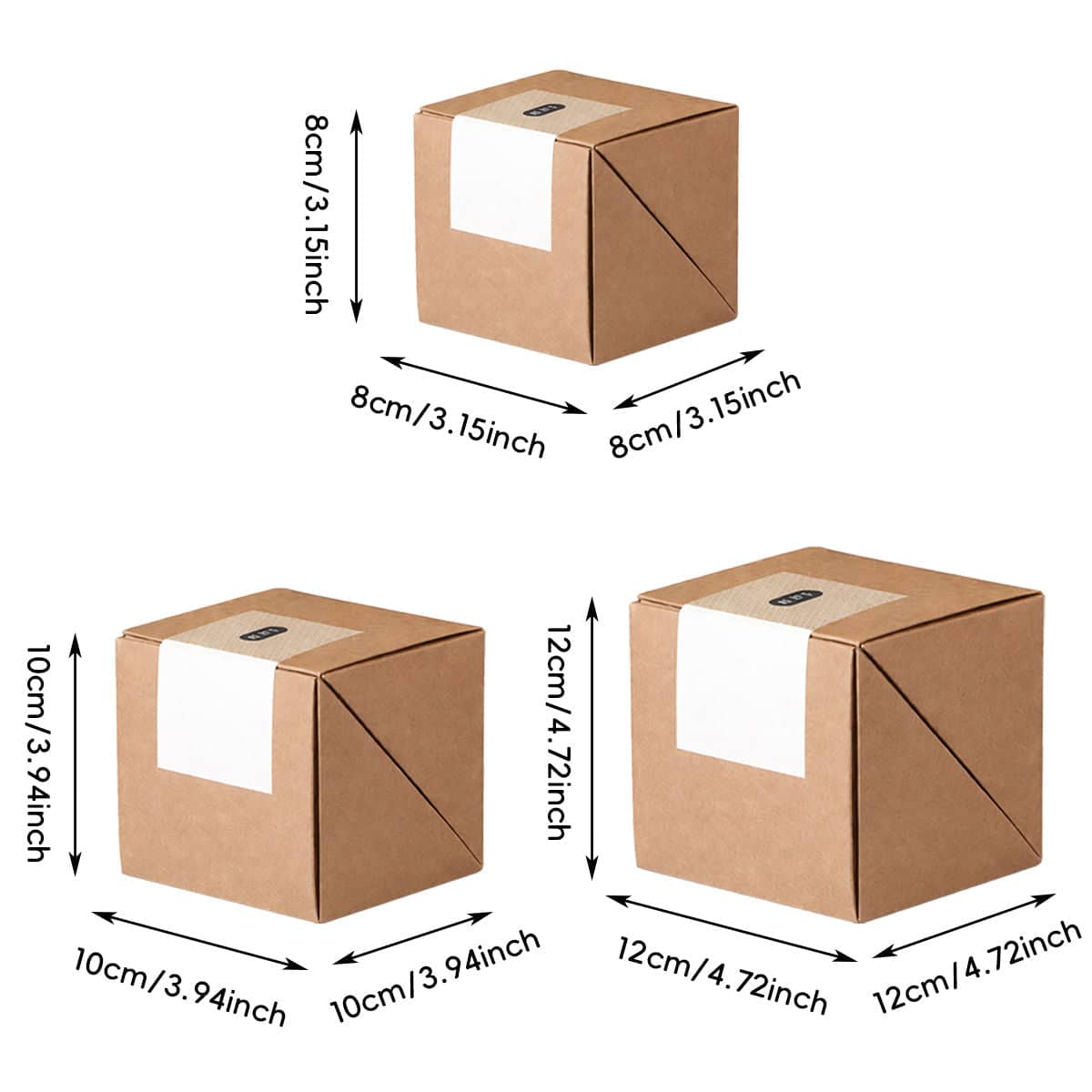 Kraft Paper Cube Gift Boxes, Pack of 10 - 8 x 8 x 8 cm - view 3