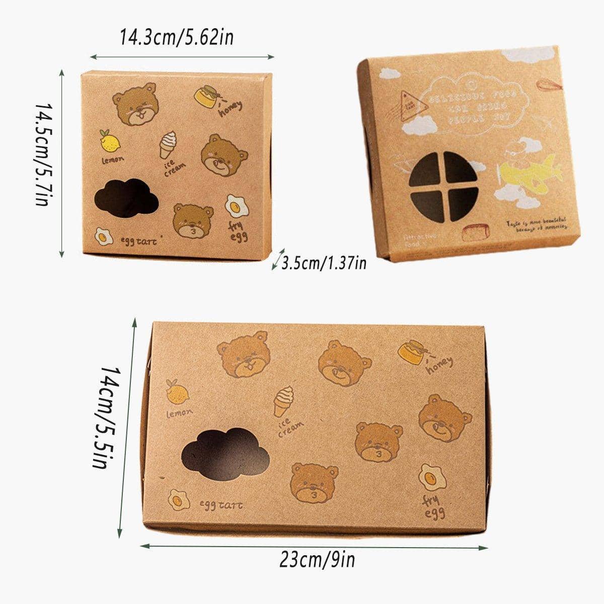 Kraft Paper Egg Tart Boxes for Bakery Packaging - Airplane Pattern, 4 Egg Tarts, Pack of 40 - view 4