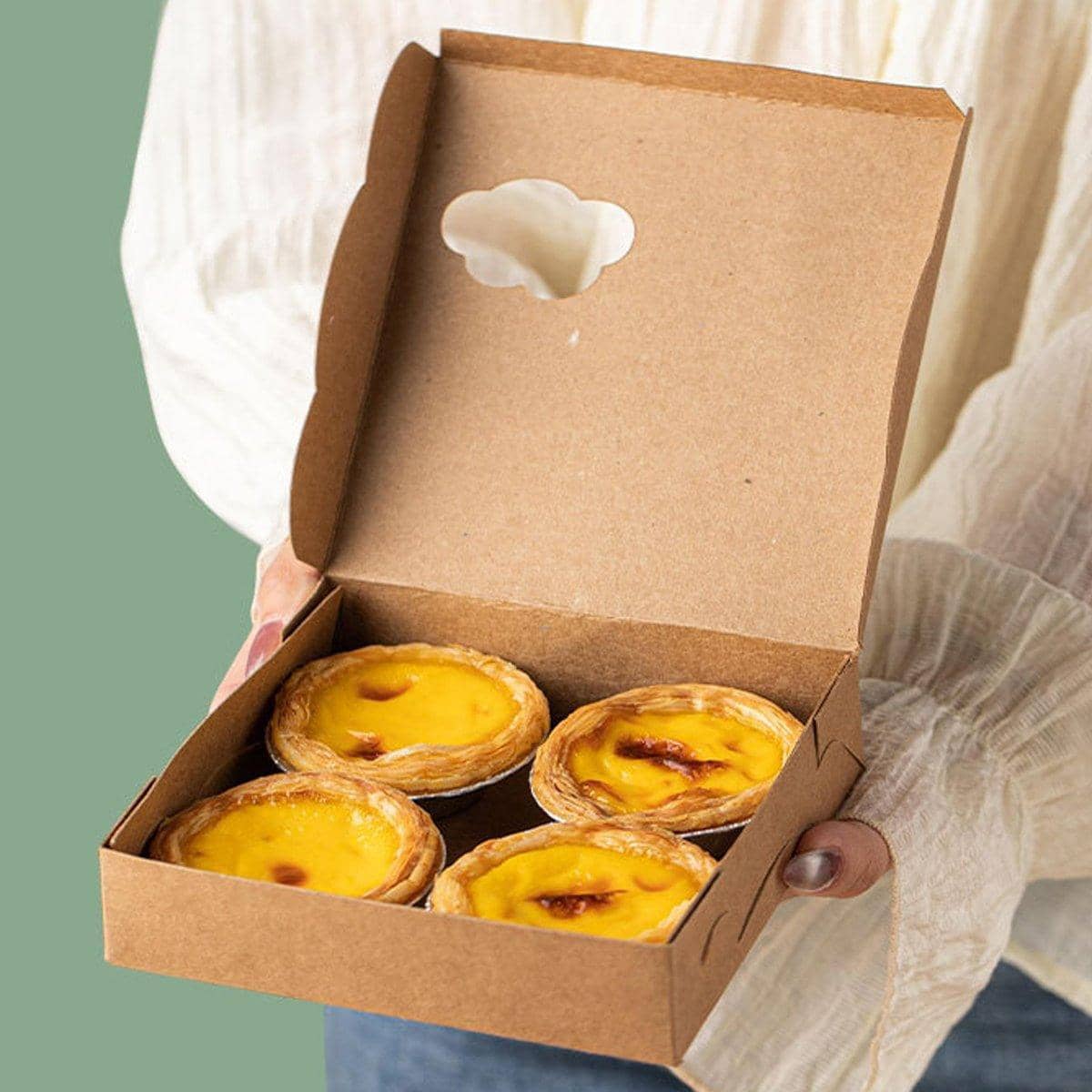 Kraft Paper Egg Tart Boxes for Bakery Packaging - Bear Pattern, 6 Egg Tarts, Pack of 40 - view 5