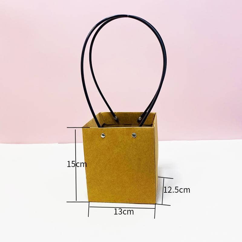Kraft Paper Flower Bag with Handles, Pack of 25 - Large Square, 15 cm High - view 5