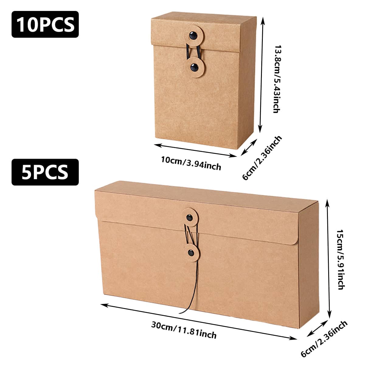 Kraft Paper Gift Boxes with Drawstring Closure - Size L (30 x 6 x 15 cm), Pack of 5 - view 4