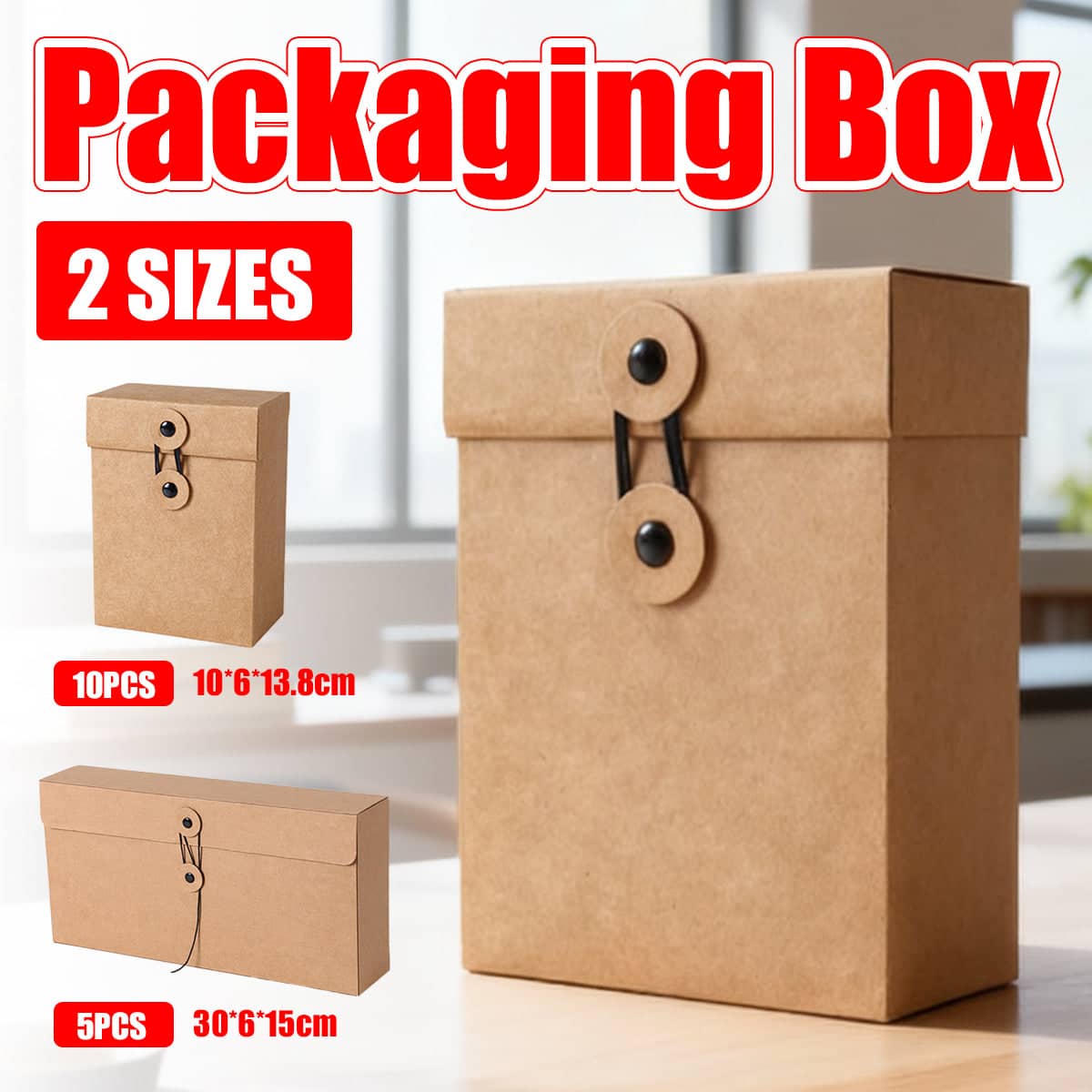 Kraft Paper Gift Boxes with Drawstring Closure - Size M (10 x 6 x 13.8 cm), Pack of 10 - view 2