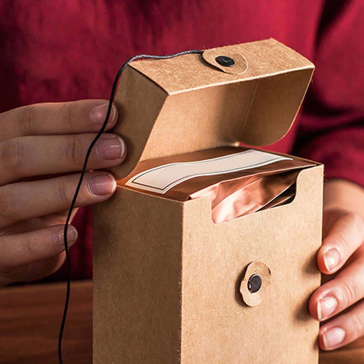 Kraft Paper Gift Boxes with Drawstring Closure - Size M (10 x 6 x 13.8 cm), Pack of 10 - view 5