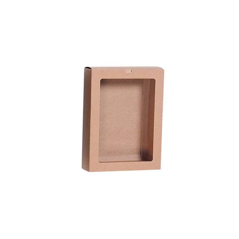 Kraft Paper Gift Boxes with PVC Window, 50 Pack - A2, 17.4 x 14 x 4.4 cm