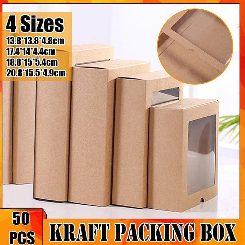 Kraft Paper Gift Boxes with PVC Window, 50 Pack - A2, 17.4 x 14 x 4.4 cm - view 2