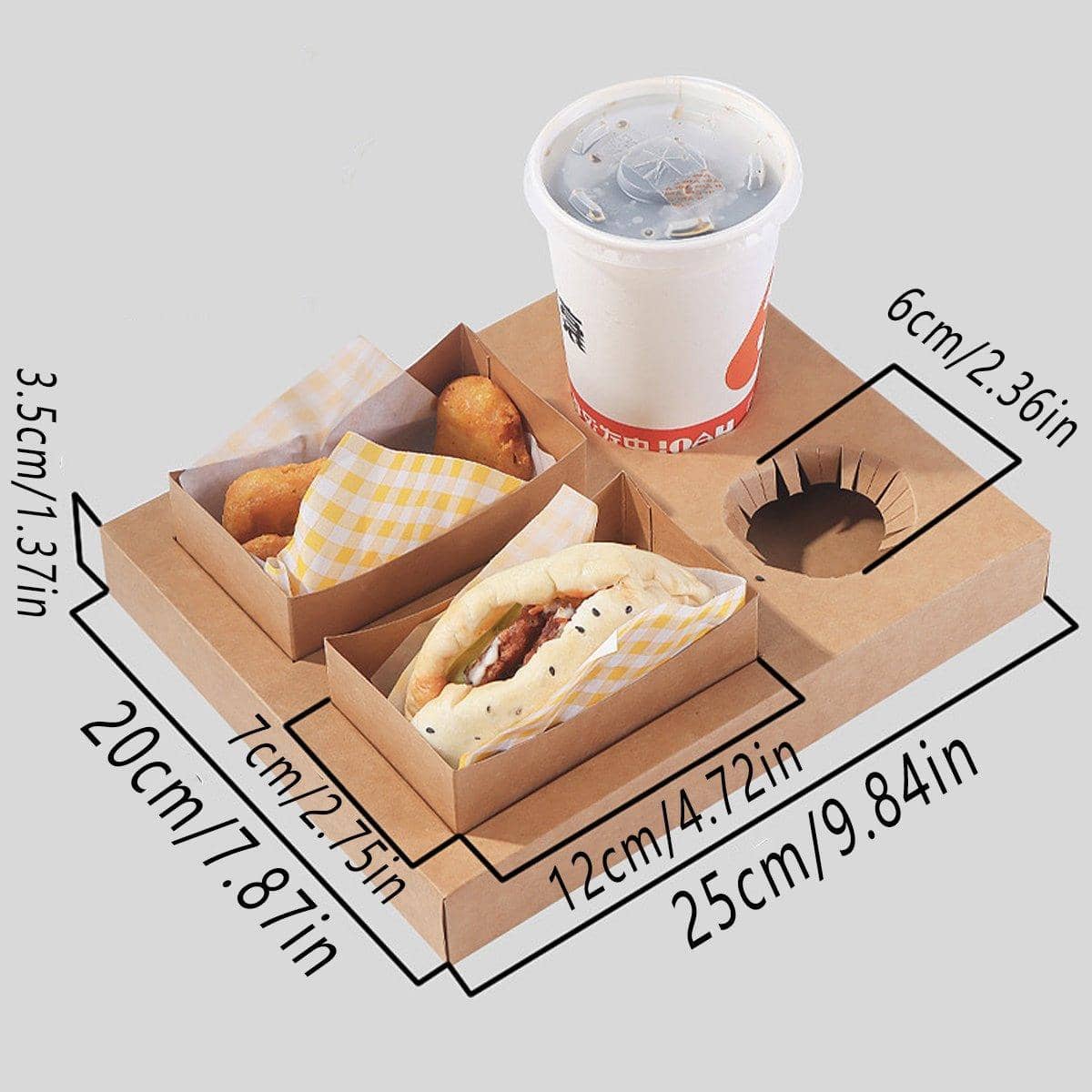 Kraft Paper Meal Boxes for Hamburgers and Snacks - Burger Box, Pack of 50 - view 3