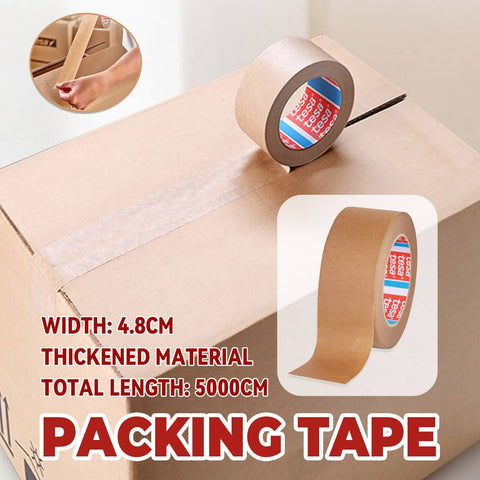 Kraft Paper Packing Tape, Hand Tearable High Load for Cartons, 4.8 cm x 50 m