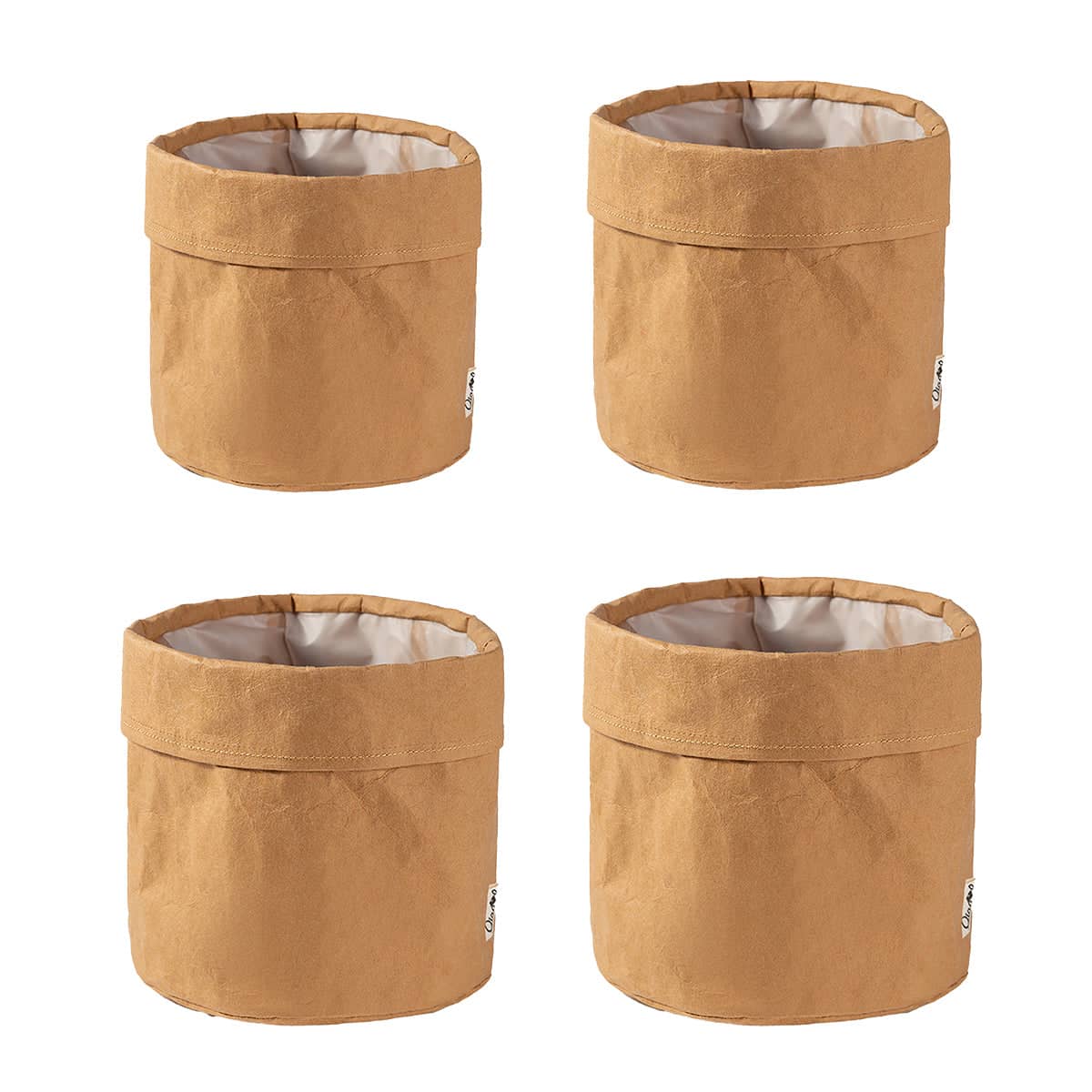 Kraft Paper Storage Baskets with Water Resistant Lining - Large, Pack of 3 (15 x 15 x 15 cm) - view 3