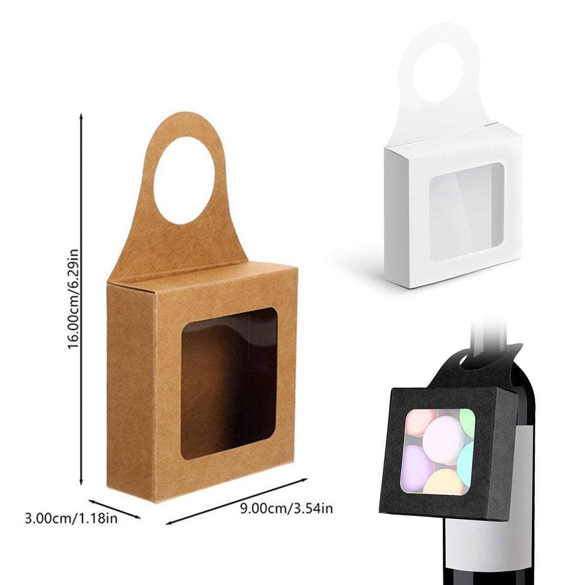 Kraft Paper Window Wine Bottle Gift Boxes - Black, Pack of 50 - view 4