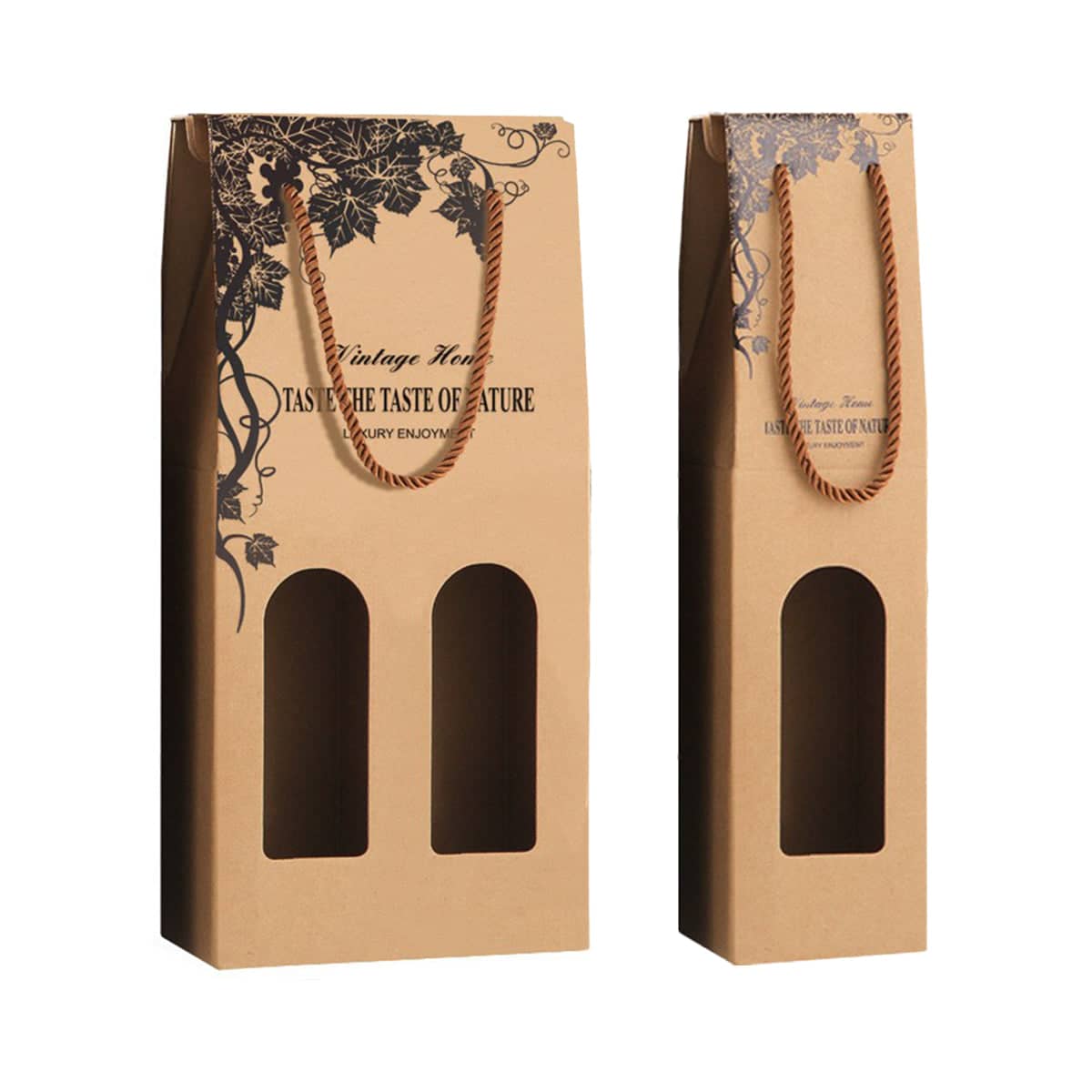 Kraft Paper Wine Gift Bags Brown Single or Double Bottle Carrier, Pack of 10 - Double Bottle - view 3