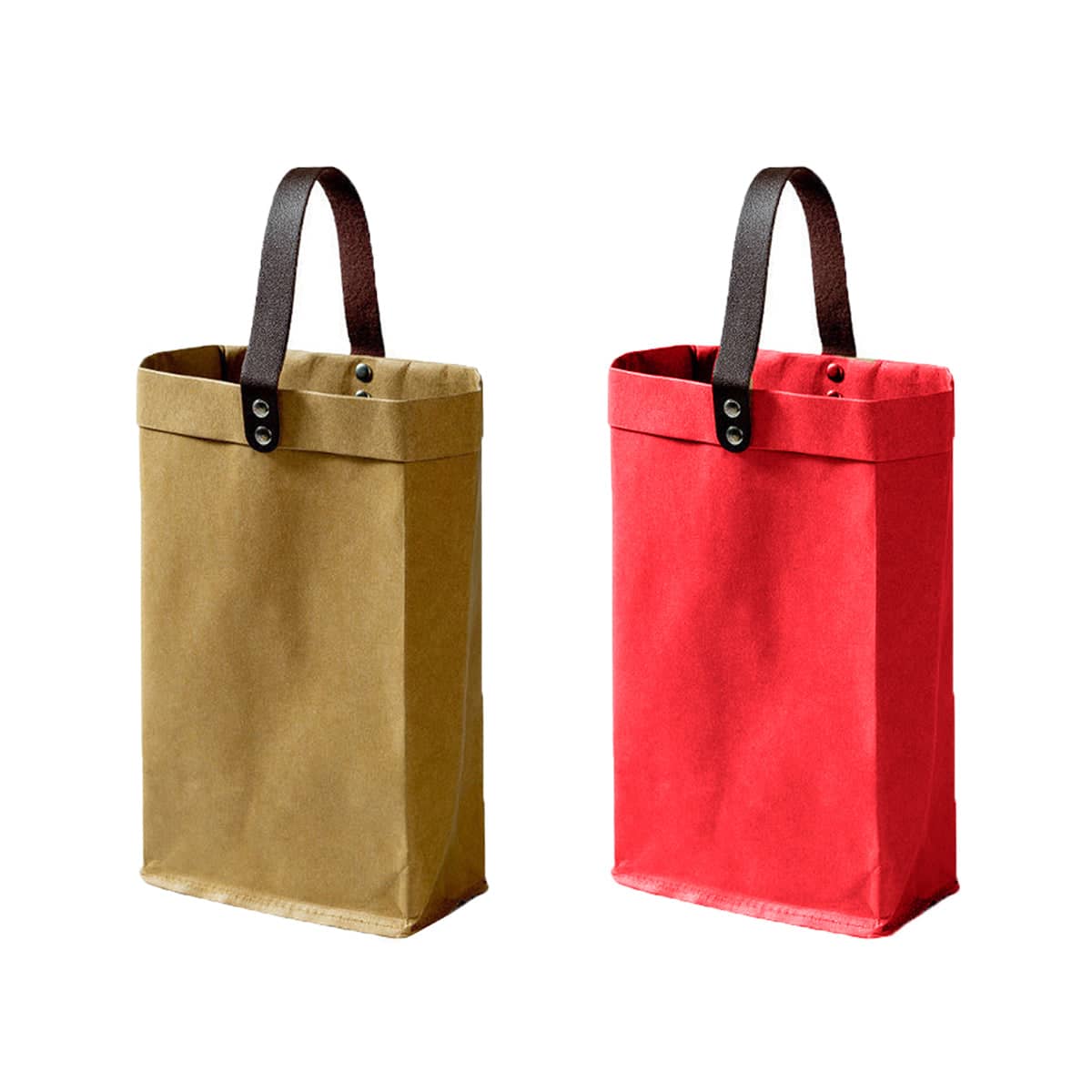 Kraft Paper Wine Tote Bags with Handles, Pack of 2 - Kraft Brown - view 3