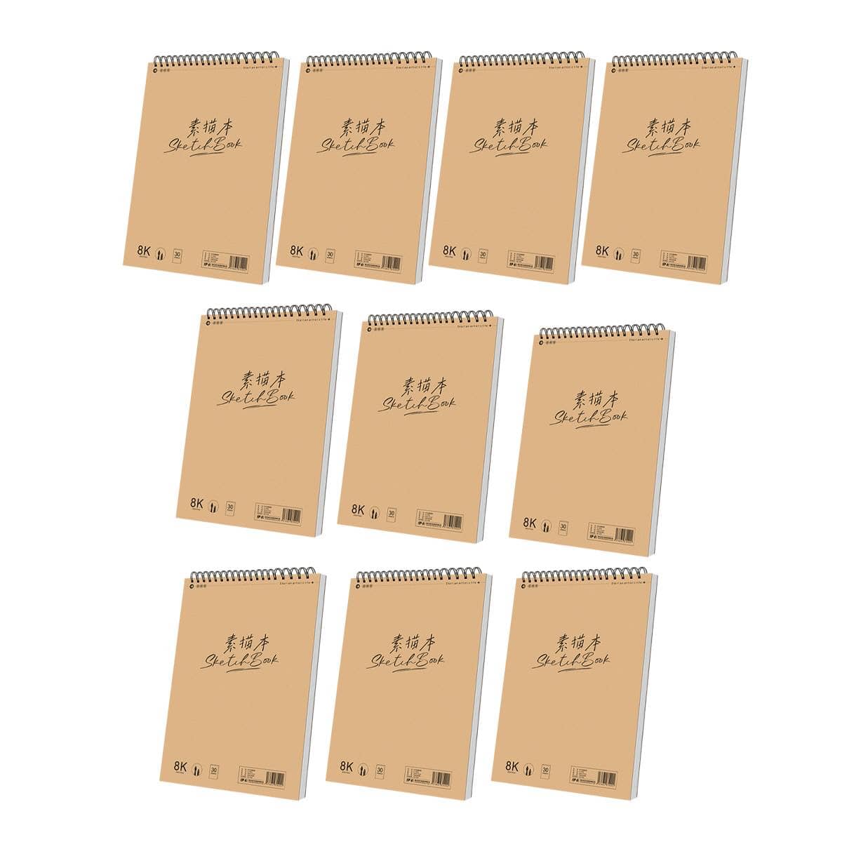 Kraft Top Spiral Sketchbooks, Pack of 10 - 8K (265 x 375 mm)