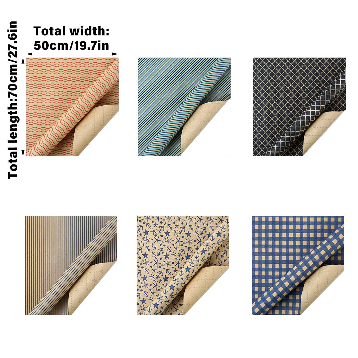 Kraft Wrapping Paper Set, 70 x 50 cm, 6 Sheets - Nautical Designs - view 3