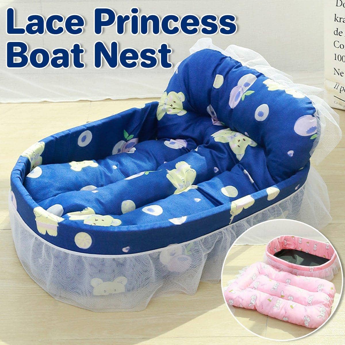 Lace Cat Bed with Removable Cushion - Blue - view 2