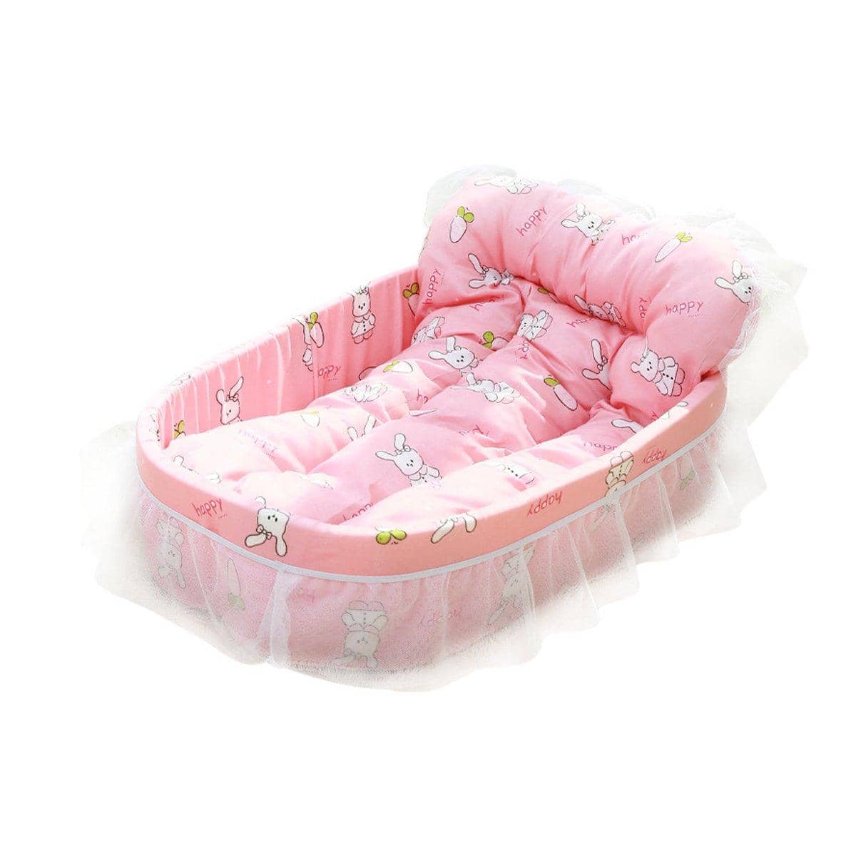 Lace Cat Bed with Removable Cushion - Pink