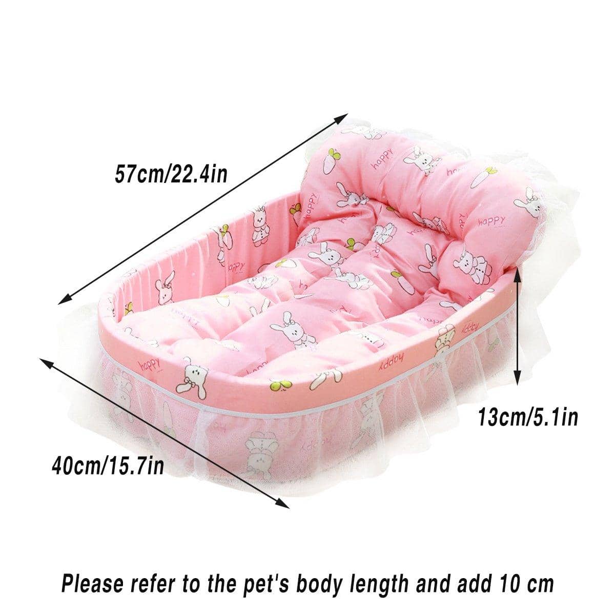 Lace Cat Bed with Removable Cushion - Pink - view 4